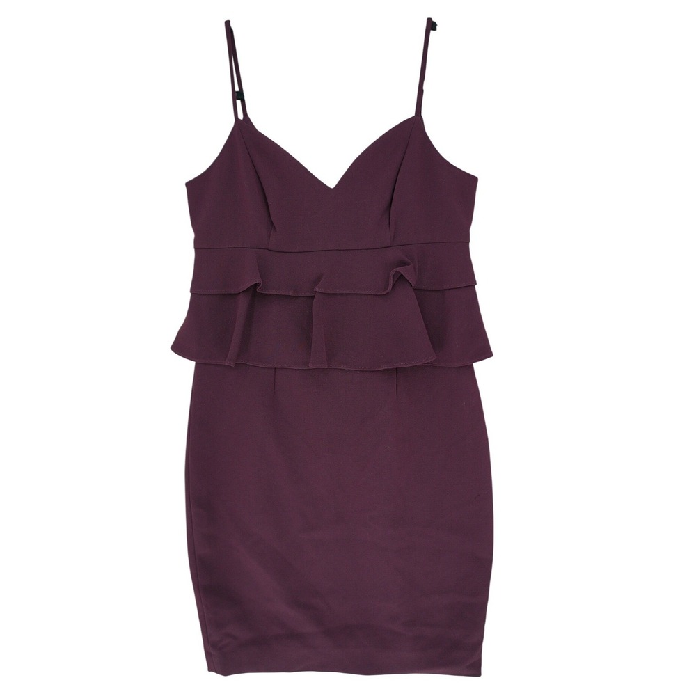 Giani Bini Purple Spaghetti Strap Peplum Pencil Dress 4 Lined